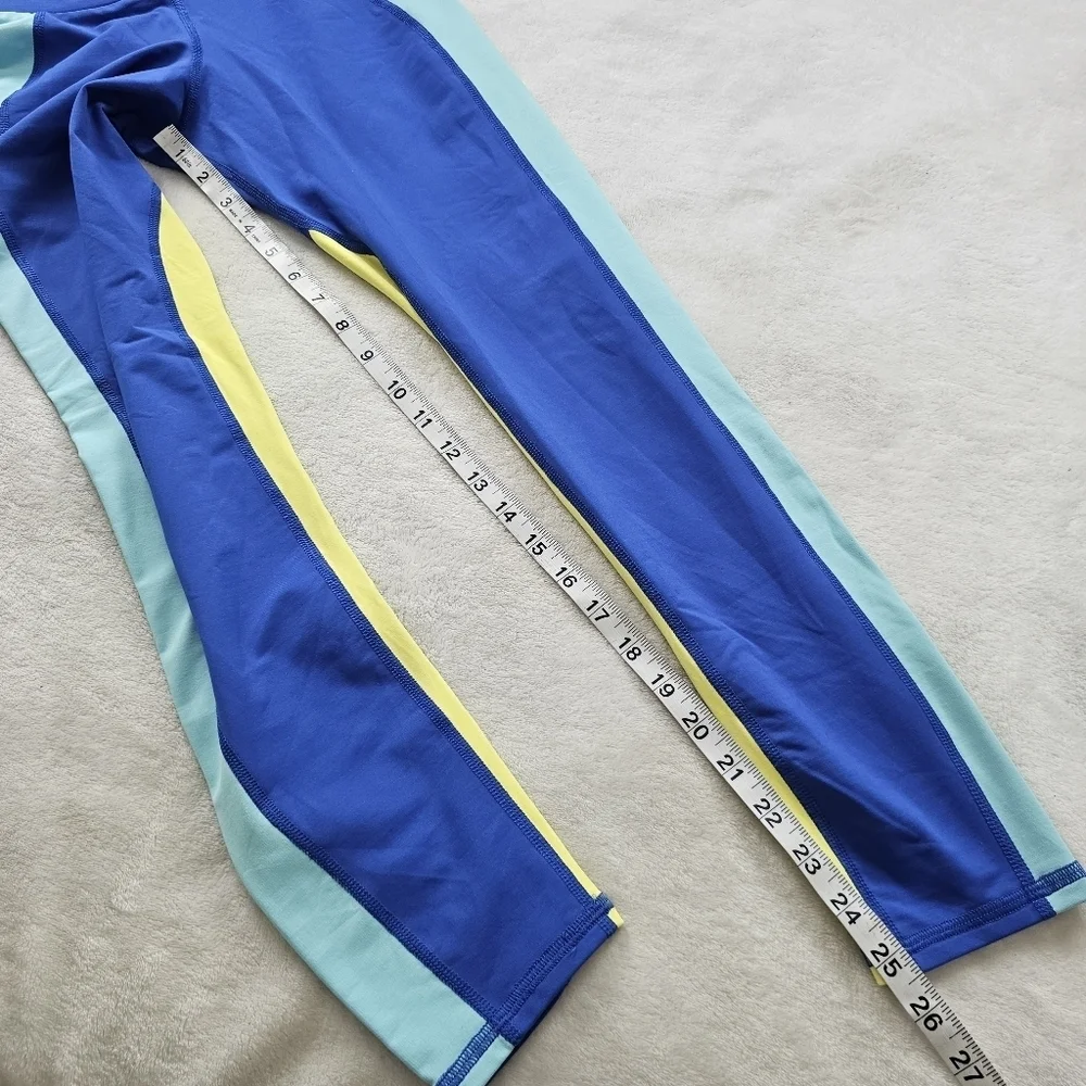 Michi Canyon Colorblock Compression Leggings Blue Yellow Small Luxury Activewear - Picture 10 of 12